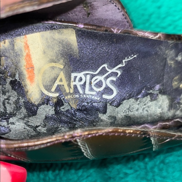 Carlos Santana Brown Croc-Embossed Heels - Picture 2 of 7